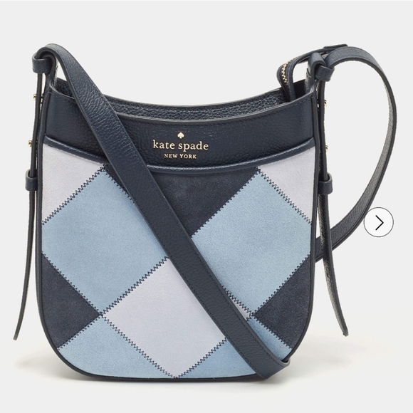 Kate Spade, North South Crossbody Bag, Patchwork Suede, Blazer Blue‎ - Picture 12 of 12